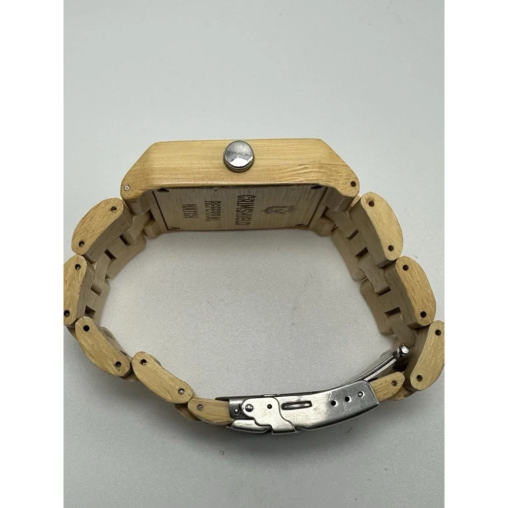 Crimshield Mens Referral Wooden Watch New Battery 45MM 7.5